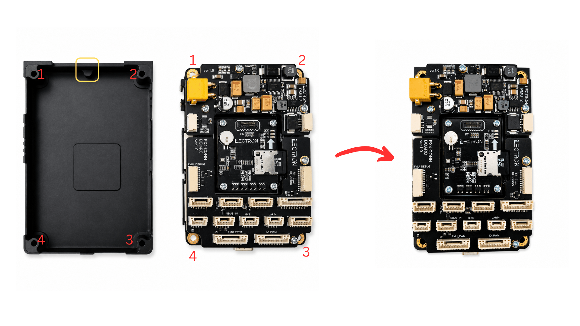 Place board stack into the bottom case