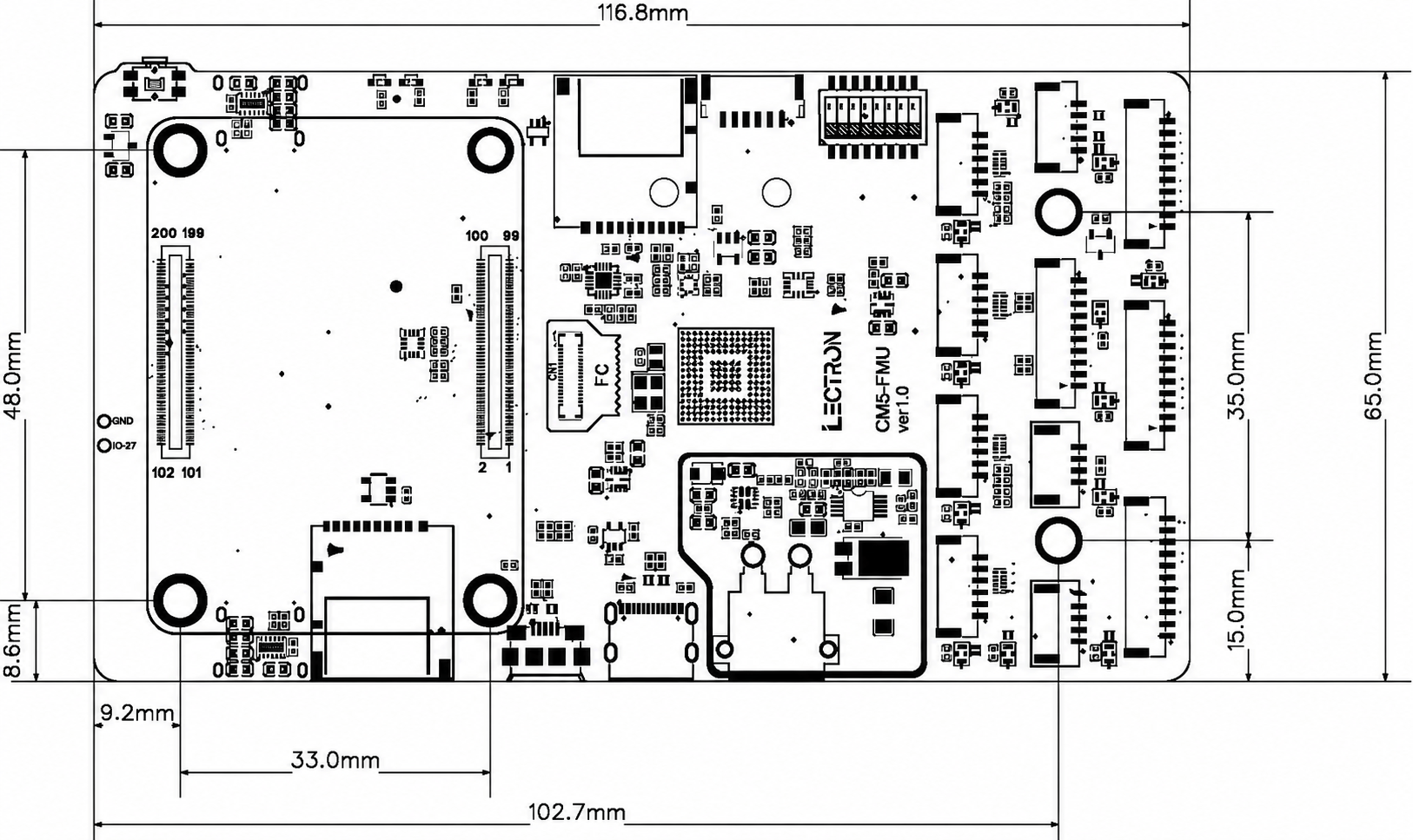 CM5 Autopilot Board Dimension
