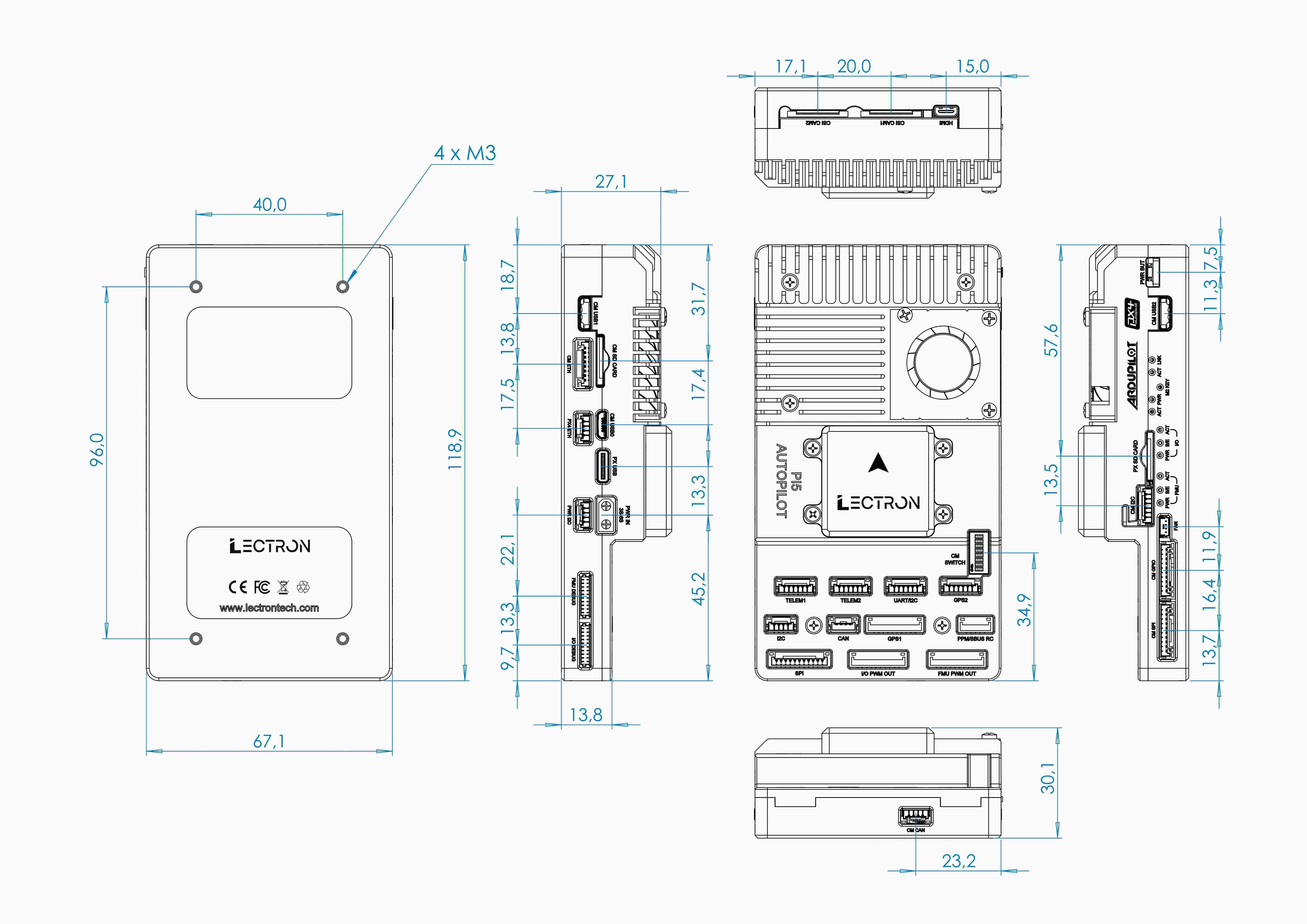 CM5 Autopilot Case Dimension