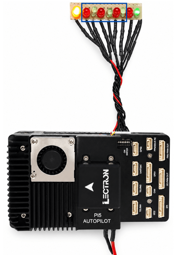 Full board with LED test harness connected